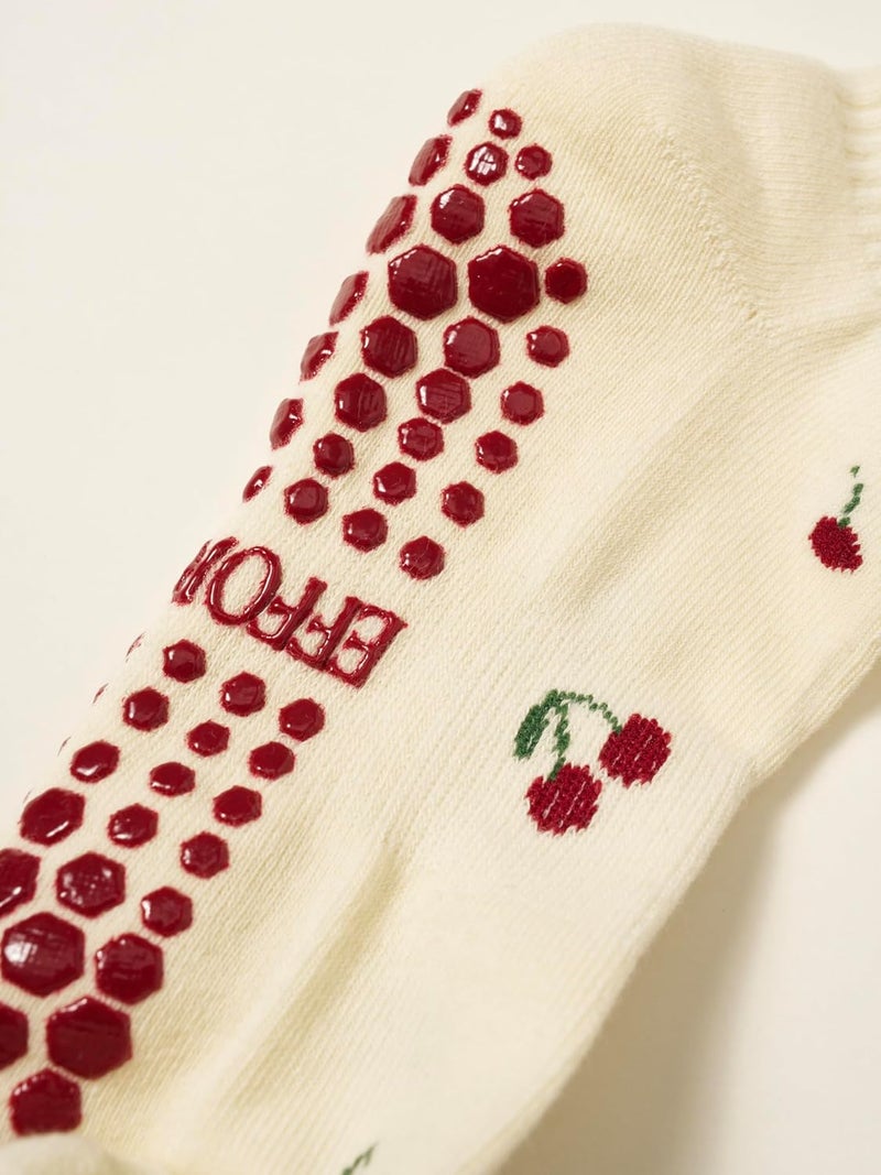 Shapes Studio Crew Half Calf Grip Socks, Cutest Fruits Pilates Socks, Ruffle socks, Non-Slip, Barre Yoga Fitness - Image 4